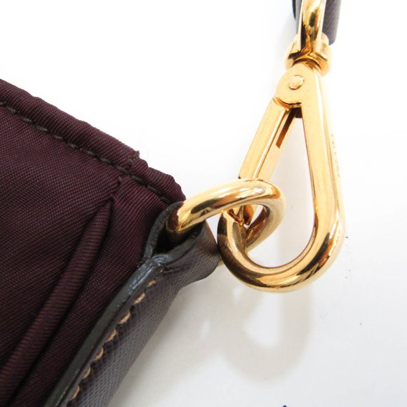 Prada Women's Leather,Nylon Shoulder Bag Bordeaux Brown - Picture 5 of 10